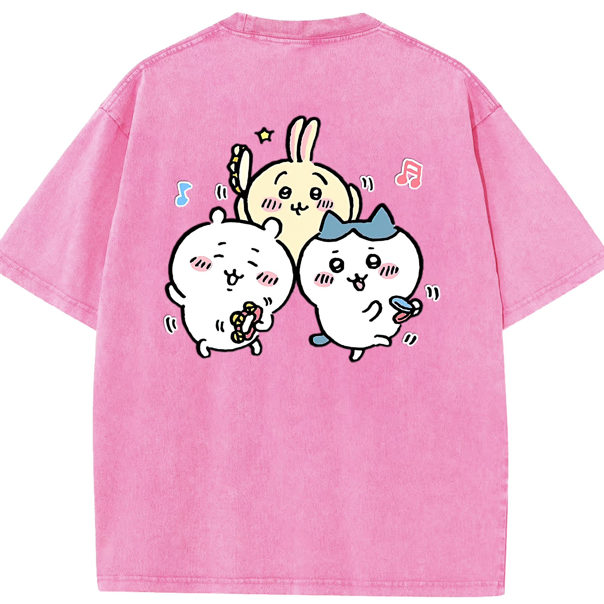 （画像用） ちいかわ ハチワレ Chii-kawa hachiware 綿100% ヴィンテージ風 半袖Tシャツ（背面プリント）